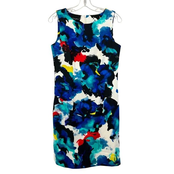 Mario Serrani Womens Sleeveless Sheath Dress Multicolor Size 6 Knee Length Zip - Picture 1 of 8